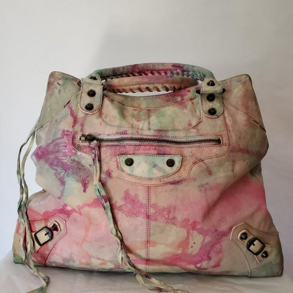 Balenciaga Graffiti Velo giant City bag pink blue red green neo classic work dye